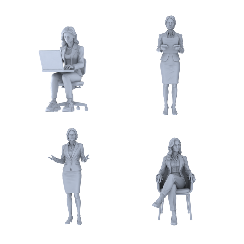 MRY-SFW LYTR694 Modern Figure Businesswoman Office 4 pcs Miniature Car Diorama Figures Scene Props Accessories Resin 3D Printed Resin Model Kit by SSMODEL