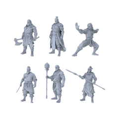 MRY-SFW LYTR517 Ancient Jianghu Heroes Wuxia Group of 6 Miniature Car Diorama Figures Scene Props Accessories Resin 3D Printed Resin Model Kit by SSMODEL