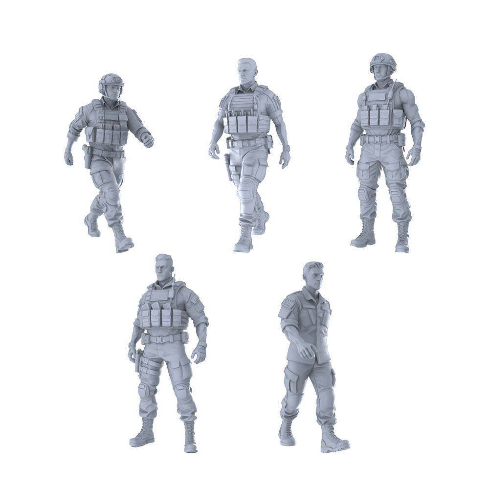 MRY-SFW LYTR397 Tactical 5-Pack, Ideal Military, Tabletop Painting Miniature Car Diorama Figures Scene Props Accessories Resin 3D Printed Resin Model Kit by SSMODEL