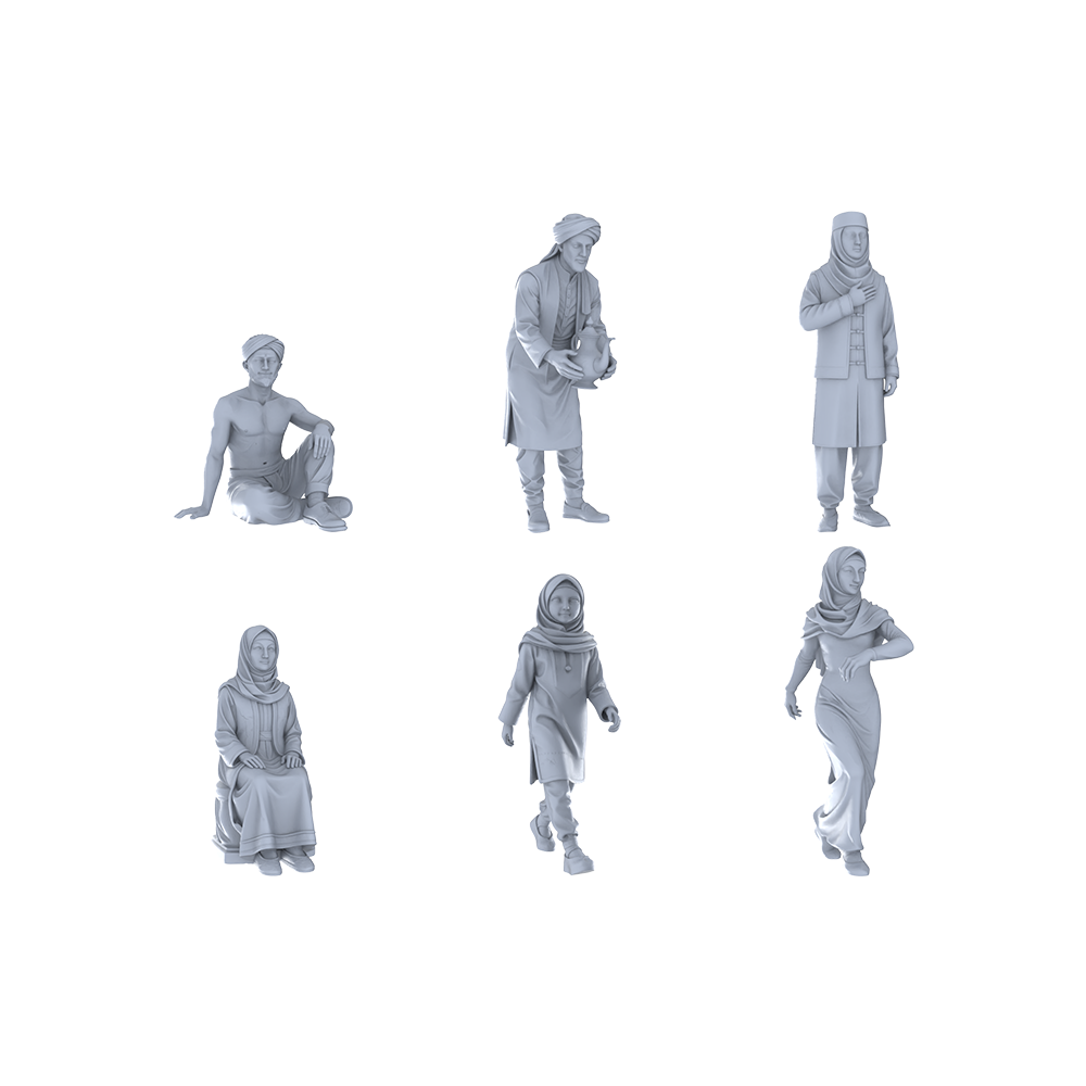 Yao's Studio LYTR285 Middle Eastern Folk Hexad Resin Miniature Model 6-Figure Set, Unpainted Daily Life Figures, DIY Painting Scene Decoration Miniatures Diorama Resin Figures 3D Printed Resin Model Kit by SSMODEL