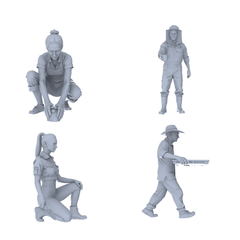 MRY-SFW LYTR783 Beekeeping Planting Laboring Figure 4 pcs Miniature Car Diorama Figures Scene Props Accessories Resin 3D Printed Resin Model Kit by SSMODEL