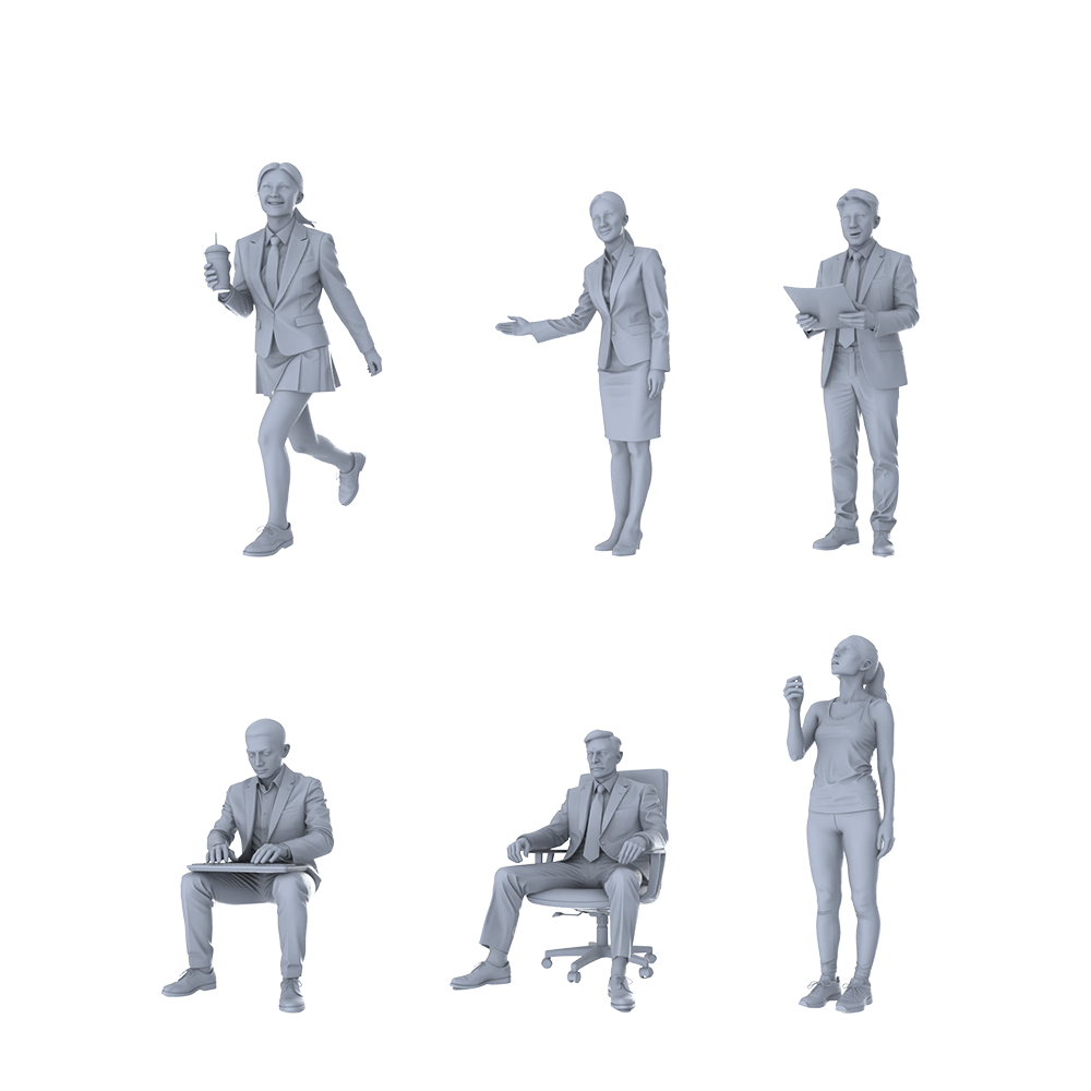 MRY-SFW LYTR401 Office Daily Hexad 6-Figure Set,  Office Commute, DIY Paintingation Miniature Car Diorama Figures Scene Props Accessories Resin 3D Printed Resin Model Kit by SSMODEL