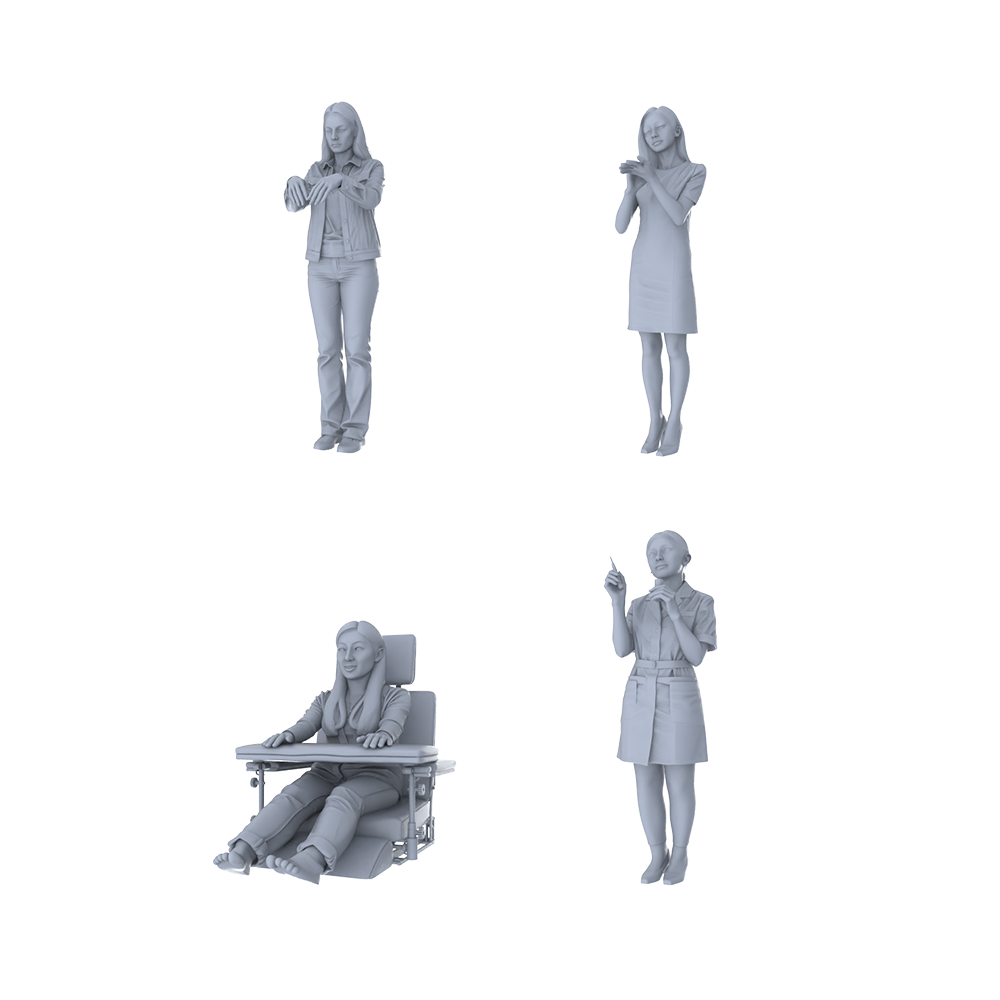 MRY-SFW LYTR355  Sign Language Teaching Quartet 4-Figure Set,  Sign Language Demonstration, DIY Paintingation Miniature Car Diorama Figures Scene Props Accessories Resin 3D Printed Resin Model Kit by SSMODEL