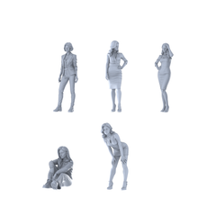 MRY-SFW LYTR665 Modern Office Commute Style Young Female Multi-Pose Five-Person Set Miniature Car Diorama Figures Scene Props Accessories Resin 3D Printed Resin Model Kit by SSMODEL
