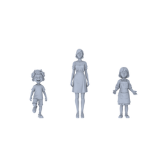 Yao's Studio LYTR205 Unpainted Miniature 3-Piece Set - Mother & Children Figures to Build Immersive Urban Scenes Miniatures Diorama Resin Figures 3D Printed Resin Model Kit by SSMODEL