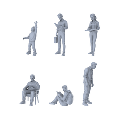 MRY-SFW LYTR516 Modern Reading Learning People Knowledge-Seeking Group of 6 Miniature Car Diorama Figures Scene Props Accessories Resin 3D Printed Resin Model Kit by SSMODEL
