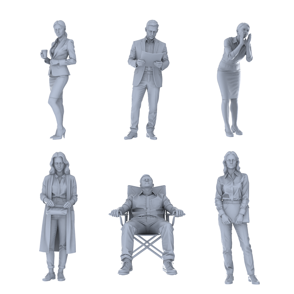MRY-SFW LYTR712 Modern Figure Office Commuter Business 6 pcs Miniature Car Diorama Figures Scene Props Accessories Resin 3D Printed Resin Model Kit by SSMODEL