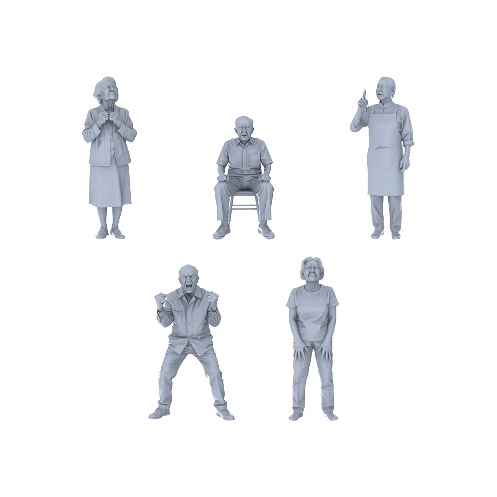 Yao's Studio LYTR194  Angry Elderly Figures Resin Miniature Model 5-Figure Set, Unpainted Angry Emotion Figures, DIY Painting Scene Decoration Miniatures Diorama Resin Figures 3D Printed Resin Model Kit by SSMODEL
