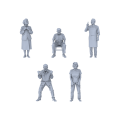 Yao's Studio LYTR194  Angry Elderly Figures Resin Miniature Model 5-Figure Set, Unpainted Angry Emotion Figures, DIY Painting Scene Decoration Miniatures Diorama Resin Figures 3D Printed Resin Model Kit by SSMODEL