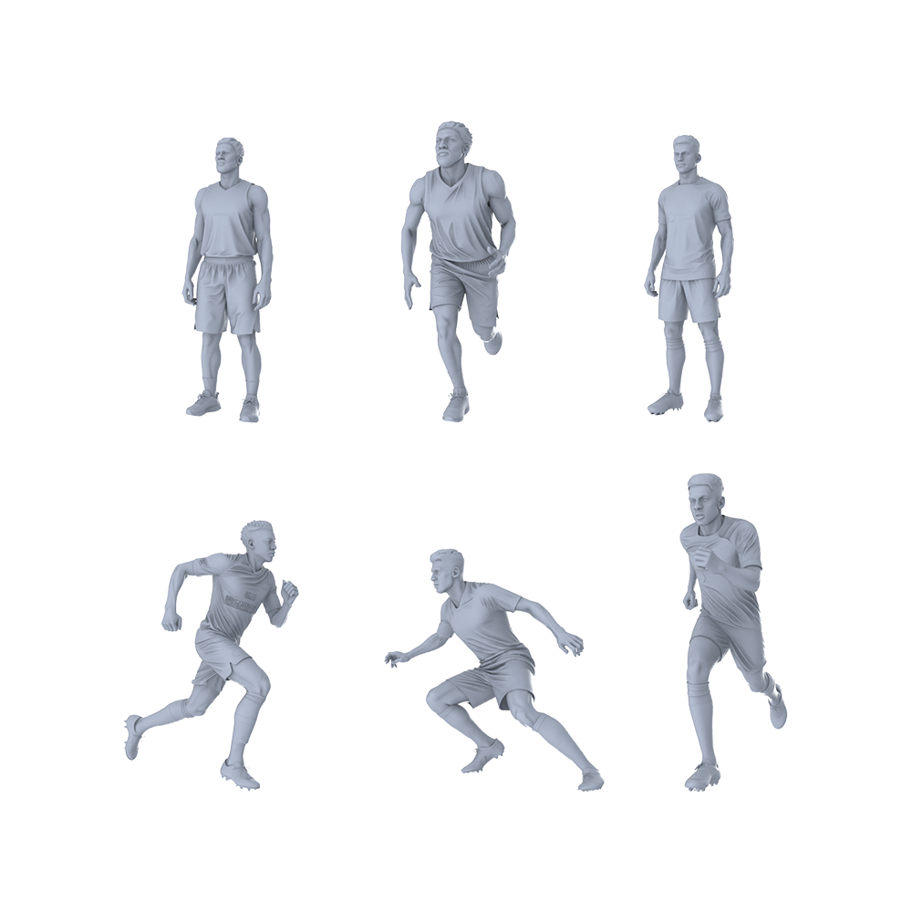 MRY-SFW LYTR499 Modern Soccer Players Field Style Group of 4 Miniature Car Diorama Figures Scene Props Accessories Resin 3D Printed Resin Model Kit by SSMODEL