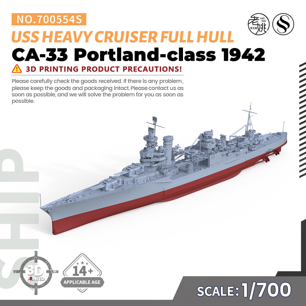 SSMODEL 554S Military Warship Model Kit US Navy Portland Class Heavy Cruiser 1942 CA-33 — scale model kit
