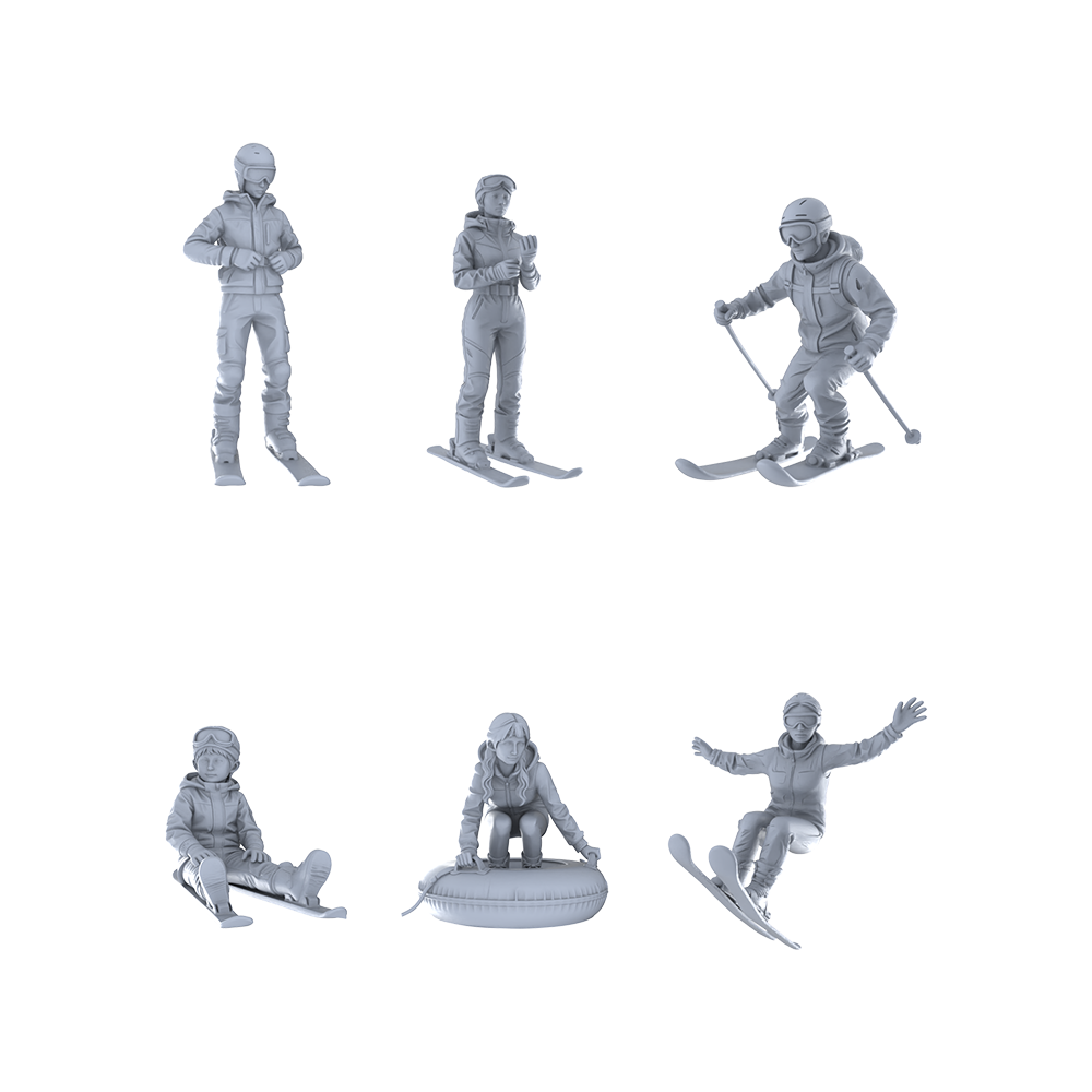 MRY-SFW LYTR292E Modern Casual Skiing Crouching Female Single 1pc 3D Printed Resin Model Kit by SSMODEL