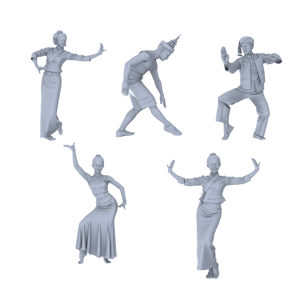 MRY-SFW LYTR752 Southeast Asian Traditional Dance Figure 5 pcs Miniature Car Diorama Figures Scene Props Accessories Resin 3D Printed Resin Model Kit by SSMODEL