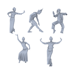 MRY-SFW LYTR752 Southeast Asian Traditional Dance Figure 5 pcs Miniature Car Diorama Figures Scene Props Accessories Resin 3D Printed Resin Model Kit by SSMODEL