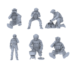 MRY-SFW LYGR561 Modern Miami Special Forces Six-Person Picnic Group 3D Printed Resin Model Kit by SSMODEL