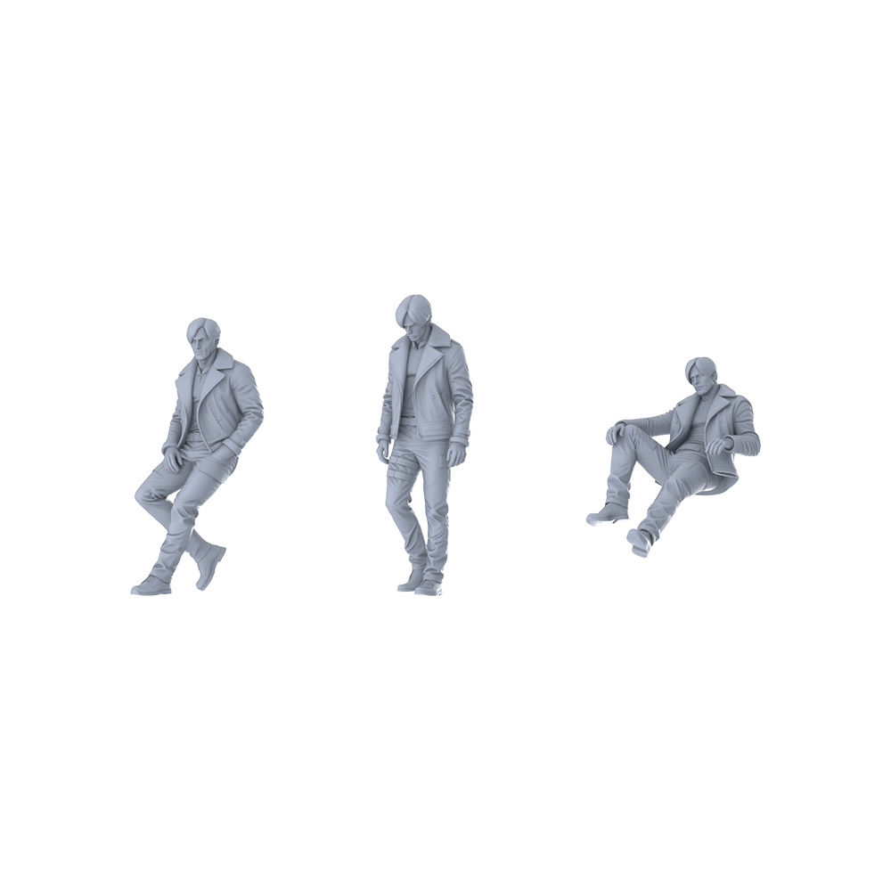 MRY-SFW LYGR409 Modern Youth vs. Zombies Three-Person Resting Move 3D Printed Resin Model Kit by SSMODEL