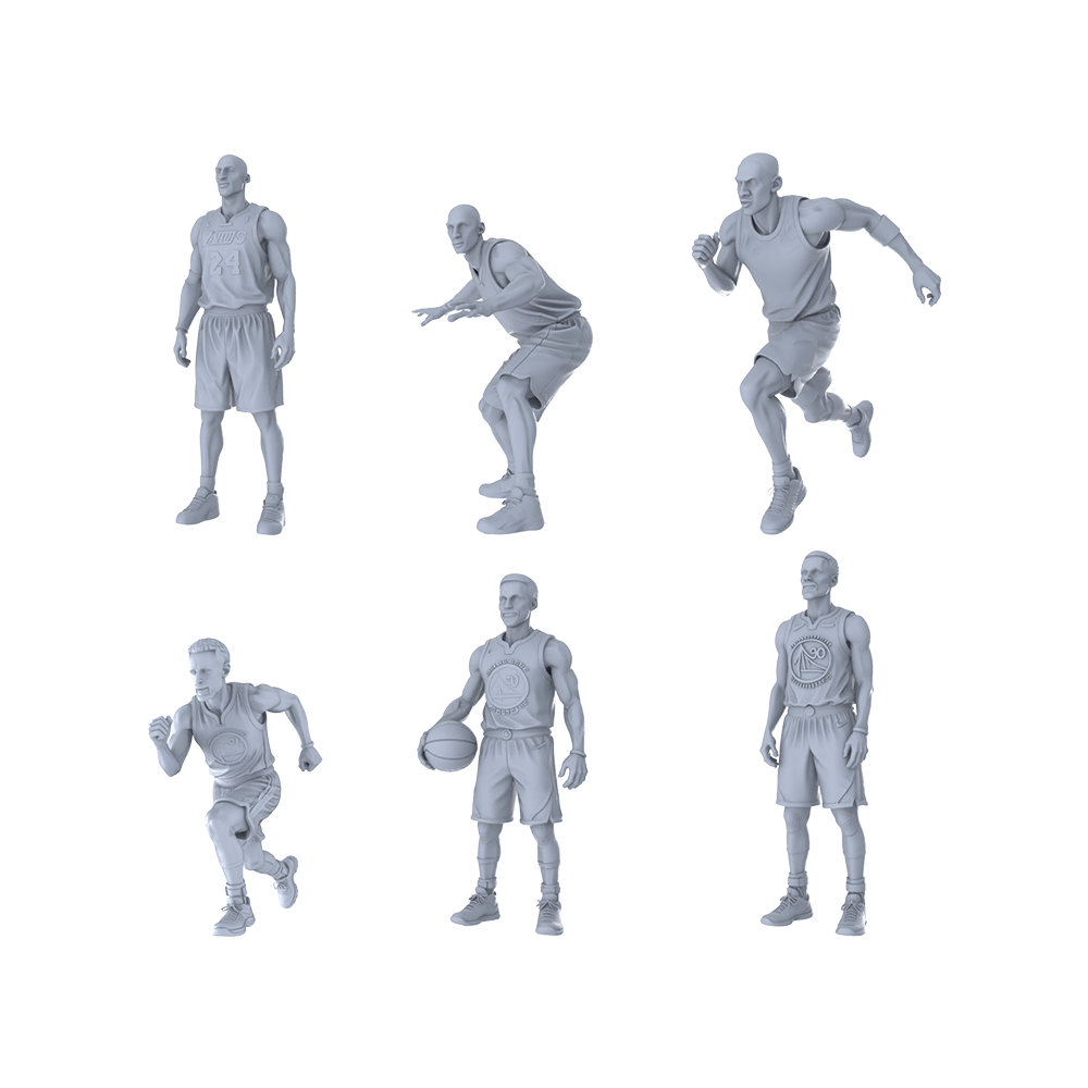 MRY-SFW LYTR496 Modern Basketball Stars Court Style Group of 6 Miniature Car Diorama Figures Scene Props Accessories Resin 3D Printed Resin Model Kit by SSMODEL