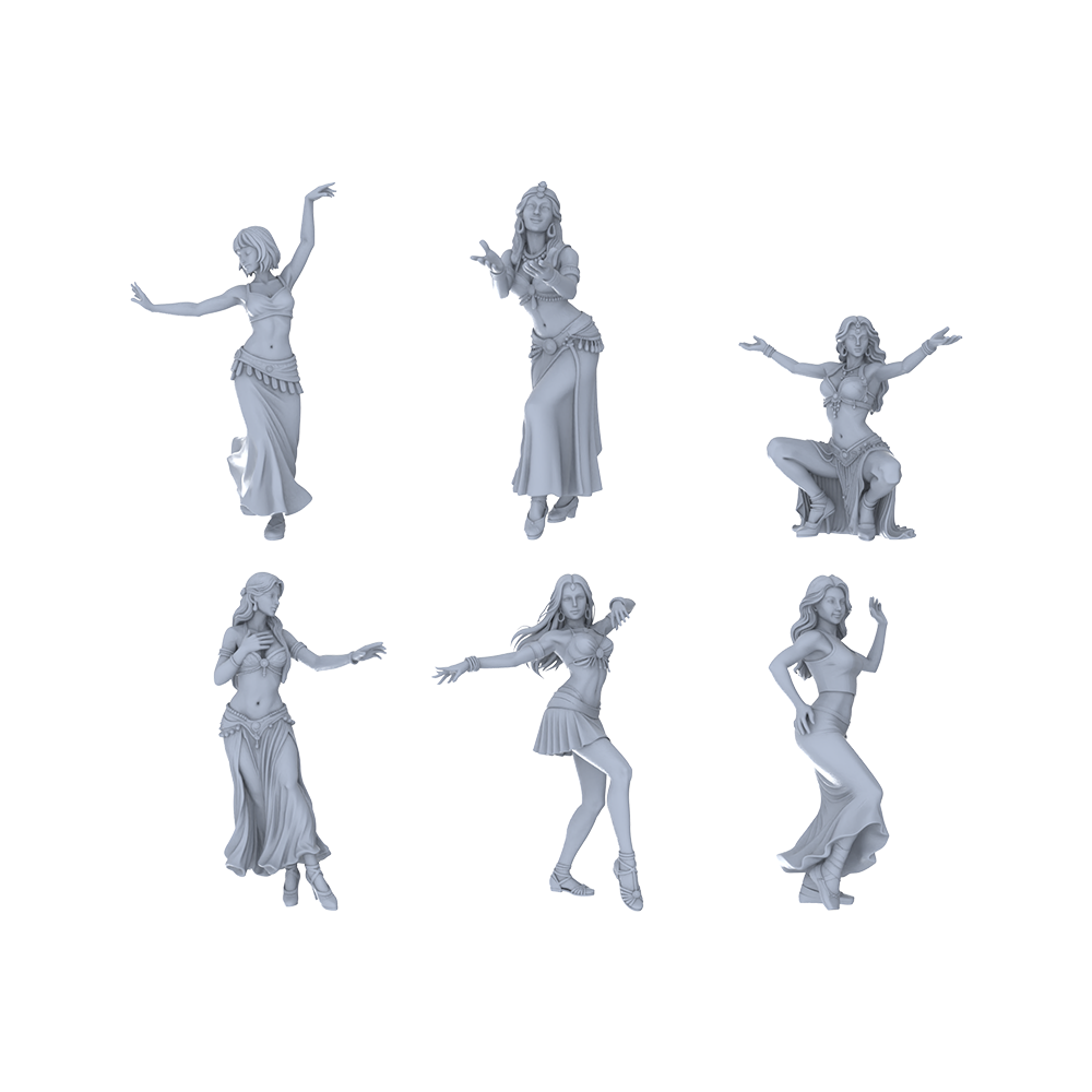 Yao's Studio LYTR247  Belly Dance Women Resin Miniature Model 6-Figure Set, Unpainted Exotic Dancer Figures, DIY Painting Scene Decoration Miniatures Diorama Resin Figures 3D Printed Resin Model Kit by SSMODEL