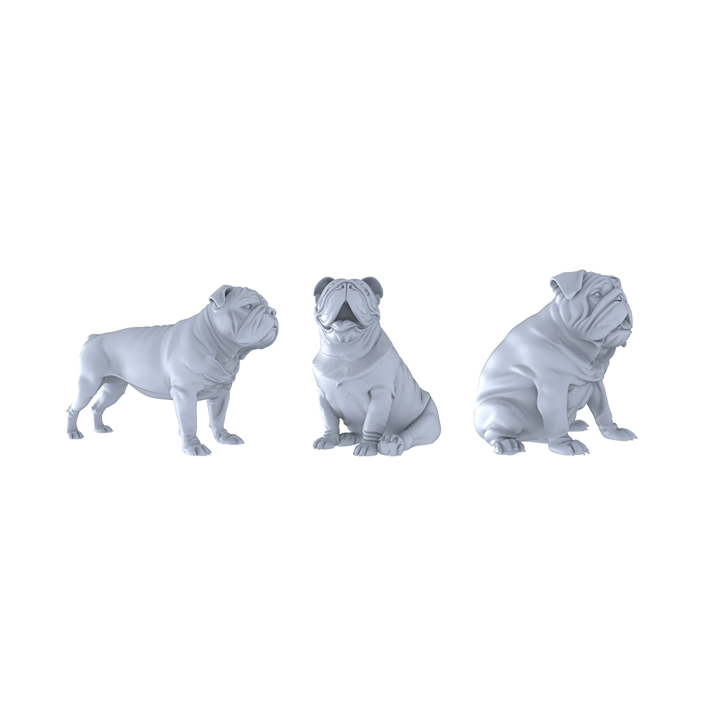 MRY-SFW LYTR537 Modern English Bulldogs Pose Group of 3 Miniature Car Diorama Figures Scene Props Accessories Resin 3D Printed Resin Model Kit by SSMODEL