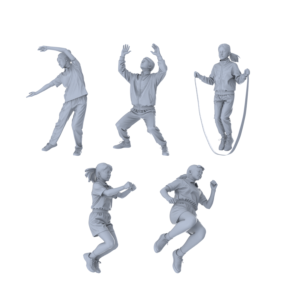 MRY-SFW LYTR403 Campus Sports Quintet 5-Figure Set,  Recess Sports, DIY Paintingation Miniature Car Diorama Figures Scene Props Accessories Resin 3D Printed Resin Model Kit by SSMODEL