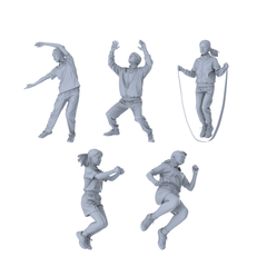 MRY-SFW LYTR403 Campus Sports Quintet 5-Figure Set,  Recess Sports, DIY Paintingation Miniature Car Diorama Figures Scene Props Accessories Resin 3D Printed Resin Model Kit by SSMODEL