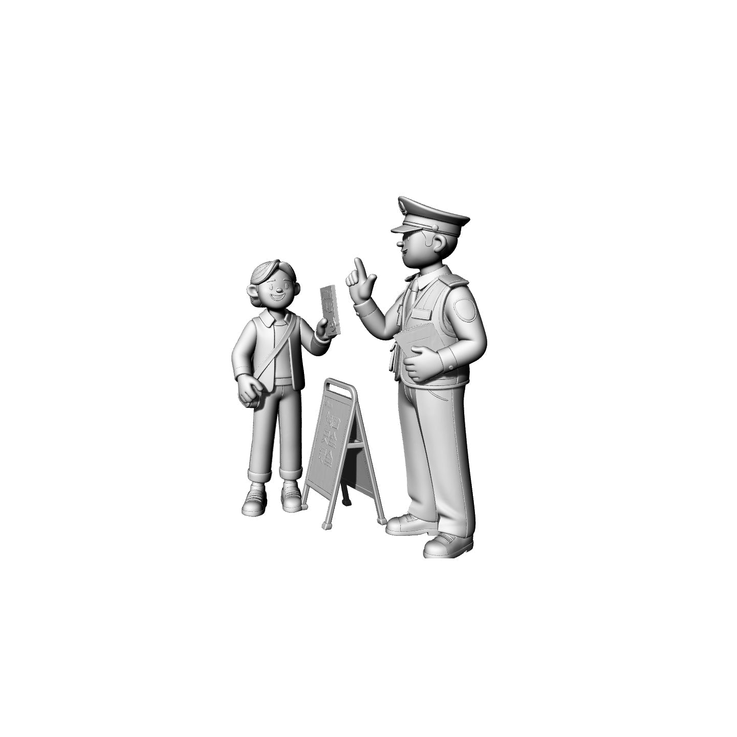 Yao's Studio LYTR075  Traffic Police & Citizen 3D Print Model, Unpainted City Street Scene Figures, DIY Painting Kit 1set 3D Printed Resin Model Kit by SSMODEL