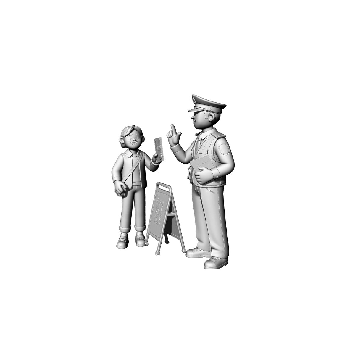 Yao's Studio LYTR075  Traffic Police & Citizen 3D Print Model, Unpainted City Street Scene Figures, DIY Painting Kit 1set 3D Printed Resin Model Kit by SSMODEL