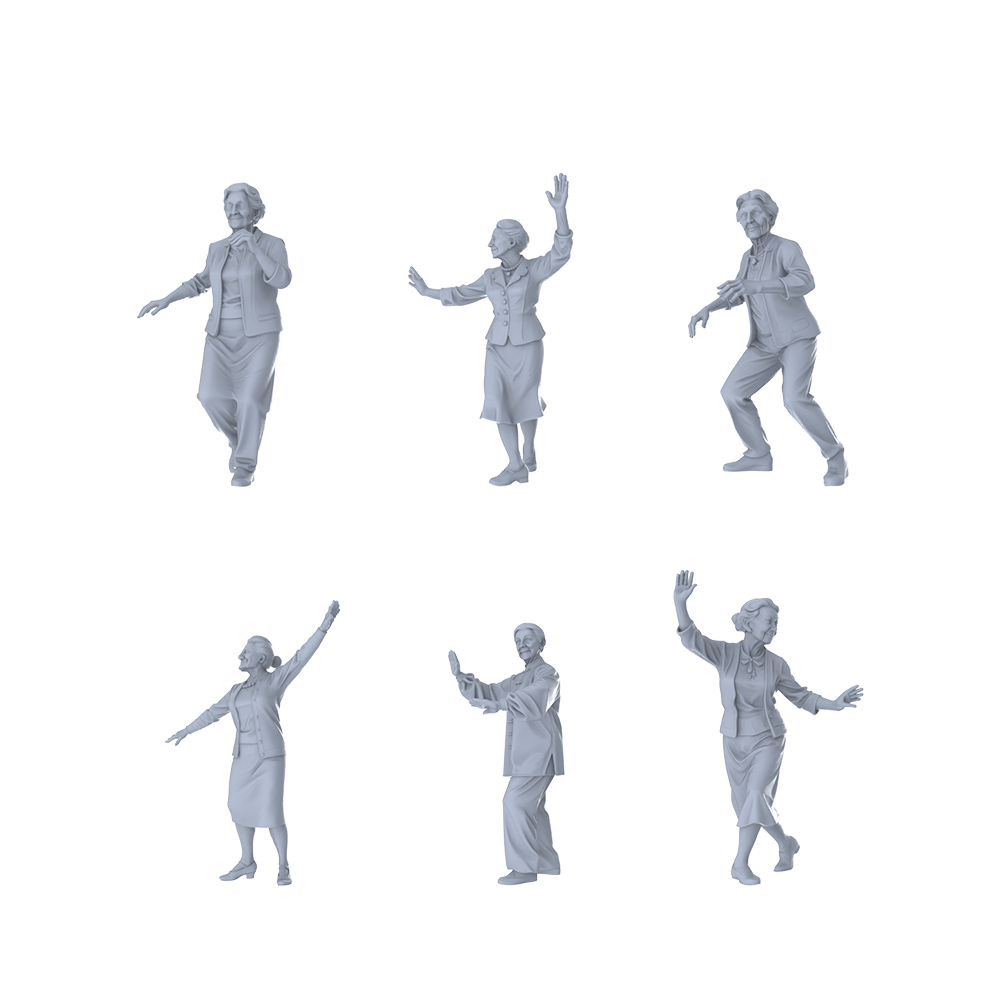 MRY-SFW LYTR503 Modern Elderly Morning Exercise Group of 6 Miniature Car Diorama Figures Scene Props Accessories Resin 3D Printed Resin Model Kit by SSMODEL