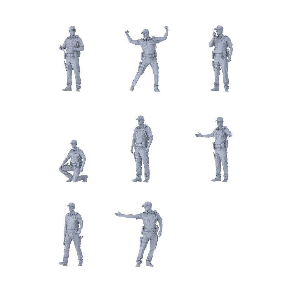MRY-SFW LYGR401 Modern California State Police Eight-Person Daily Routine 3D Printed Resin Model Kit by SSMODEL