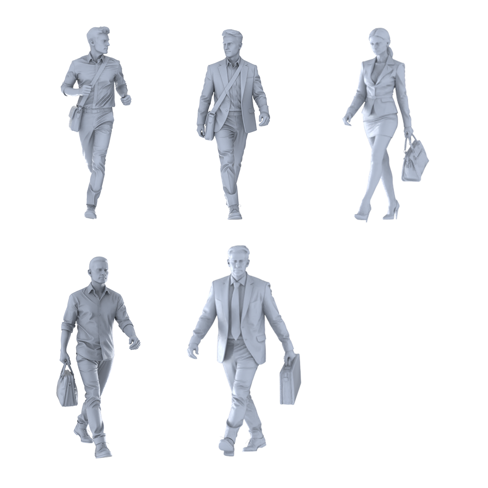 MRY-SFW LYTR704 Modern Figure Office Commuter Pedestrian Business 5 pcs Miniature Car Diorama Figures Scene Props Accessories Resin 3D Printed Resin Model Kit by SSMODEL