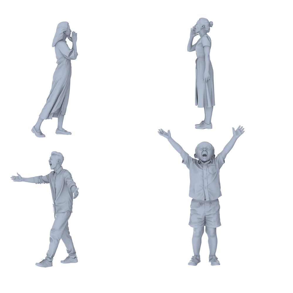 MRY-SFW LYTR721 Modern Shouting Interactive Figure 4 pcs Miniature Car Diorama Figures Scene Props Accessories Resin 3D Printed Resin Model Kit by SSMODEL
