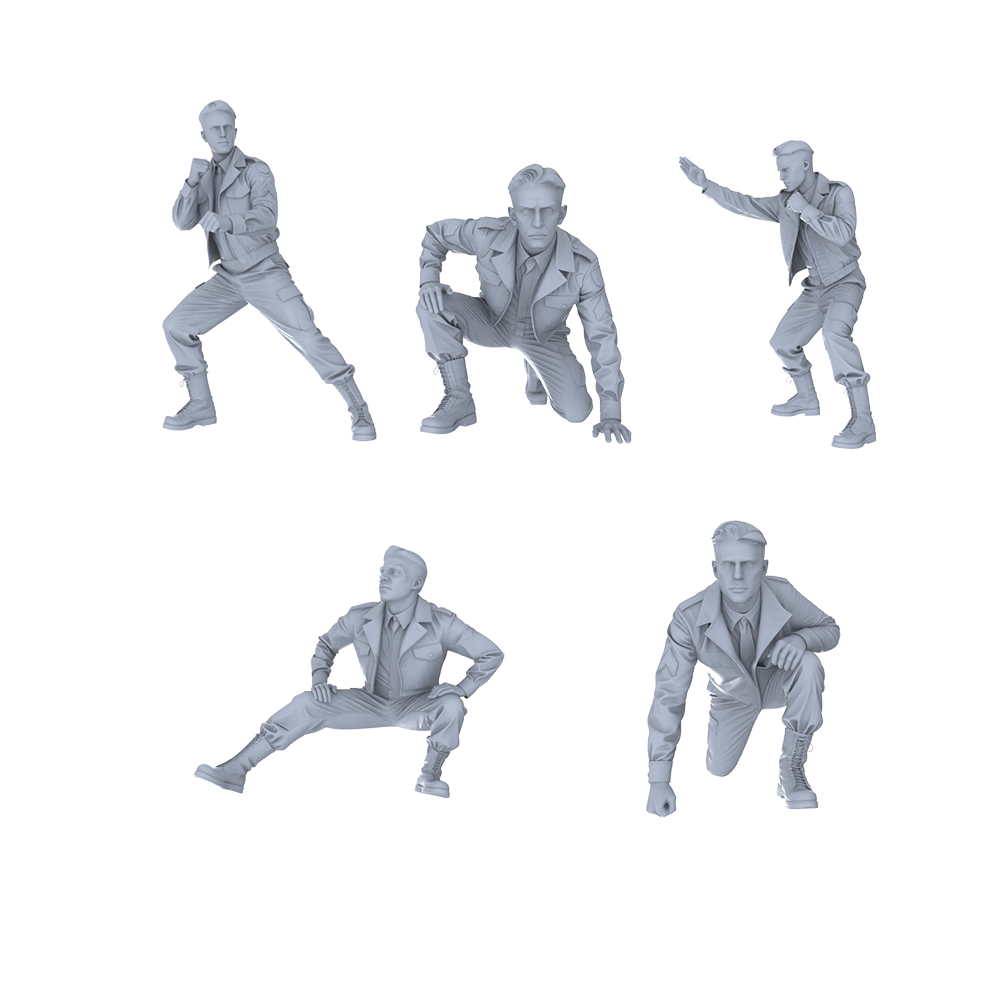 MRY-SFW LYGR513 WWII U.S. Army Five-Person Battle Group 3D Printed Resin Model Kit by SSMODEL
