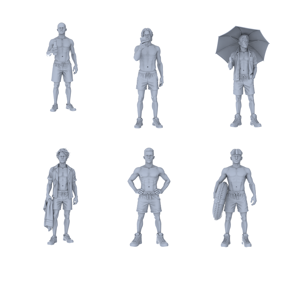 MRY-SFW LYTR744 Modern Yoga Sports Figure 6 pcs Miniature Car Diorama Figures Scene Props Accessories Resin 3D Printed Resin Model Kit by SSMODEL
