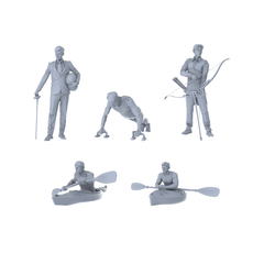 MRY-SFW LYTR486 Modern Athletes All-Round Competition Group of 5 Miniature Car Diorama Figures Scene Props Accessories Resin 3D Printed Resin Model Kit by SSMODEL