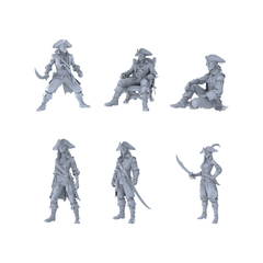 MRY-SFW LYTR538 Age of Exploration Caribbean Pirates Six in Varied Poses Miniature Car Diorama Figures Scene Props Accessories Resin 3D Printed Resin Model Kit by SSMODEL
