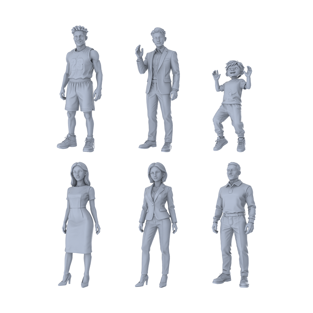 MRY-SFW LYTR386 Diverse Characters 6-Pack, Ideal Life Scenes,s Painting Miniature Car Diorama Figures Scene Props Accessories Resin 3D Printed Resin Model Kit by SSMODEL