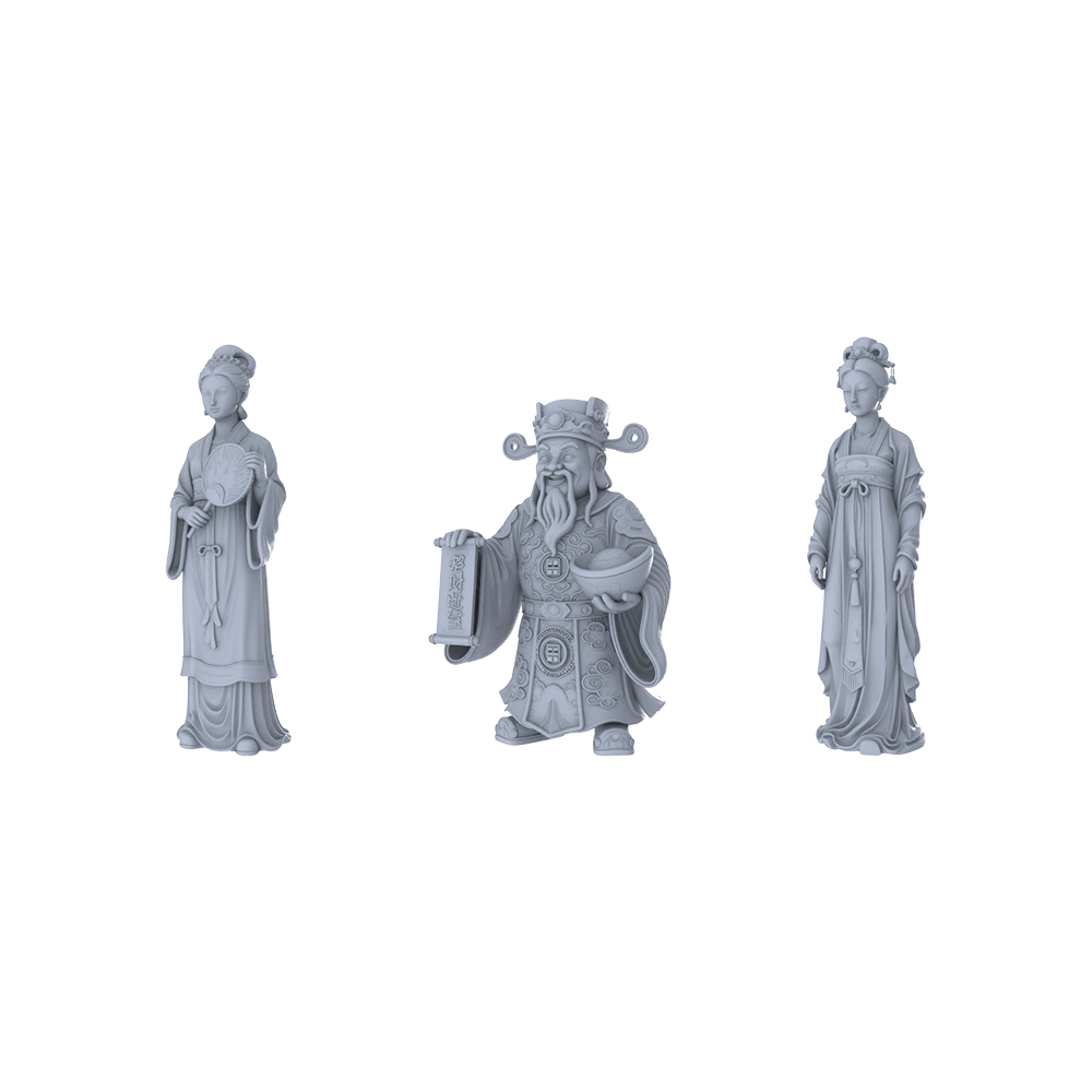 MRY-SFW LYTR402 Chinese Style Auspicious Trio 3-Piece Set,  God of Wealth Lady, DIY Paintingation Miniature Car Diorama Figures Scene Props Accessories Resin 3D Printed Resin Model Kit by SSMODEL
