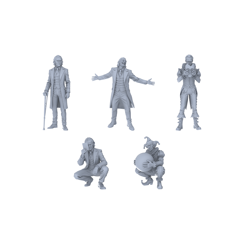 Yao's Studio LYTR181 Joker & Villain Characters Resin Miniature Model 5-Figure Set, Unpainted Dark Style Figures, DIY Painting Scene Decoration Miniatures Diorama Resin Figures 3D Printed Resin Model Kit by SSMODEL