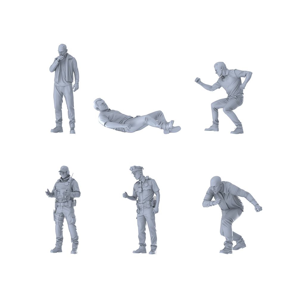MRY-SFW LYGR249 Modern urban armed six-man group street 3D Printed Resin Model Kit by SSMODEL