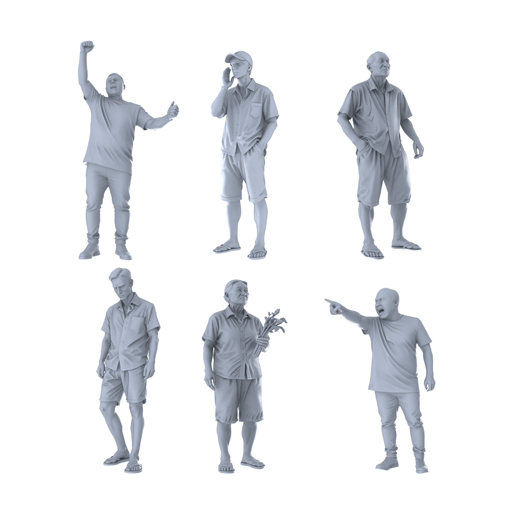 MRY-SFW LYGR231 Northeast Past Tiger Brother Vegetable Market Declaration Wargame Resin White Mold Miniature Soldier Scene Character Hand Figure 3D Printed Resin Model Kit by SSMODEL