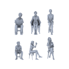 Yao's Studio LYTR226 6-Piece Unpainted Miniature Cafe Scene Set - Seated Leisure Figures Perfect for Bookstore, Office & Shop Dioramas Miniatures Diorama Resin Figures 3D Printed Resin Model Kit by SSMODEL