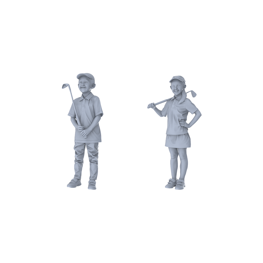 MRY-SFW LYTR452 Modern Club Junior Golfers Cheerful Parent-Child Duo
2-Piece Set with Vivid Smiles and Sportswear Details, Ideal Family Scenes and Youthful Figure Painting Miniature Car Diorama Figures Scene Props Accessories Resin 3D Printed Resin Model Kit by SSMODEL