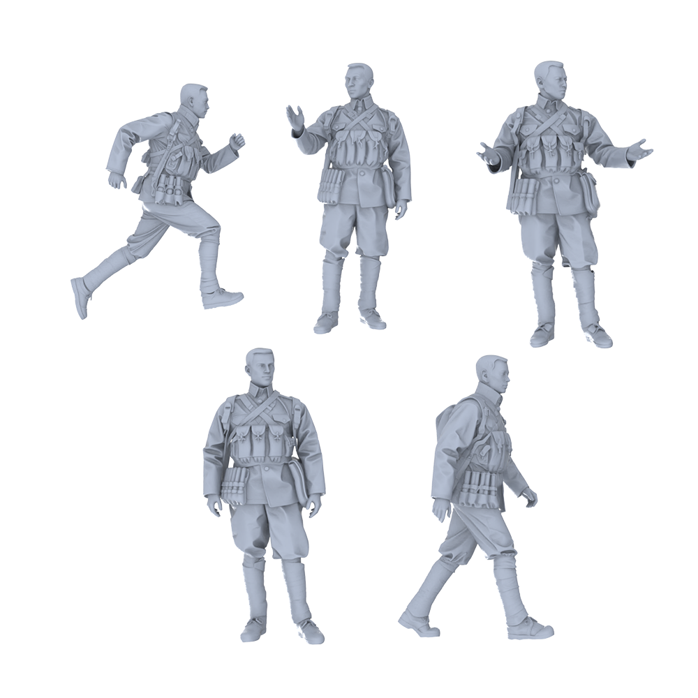 MRY-SFW LYGR516 Historical People's Liberation Army Five-Person Daily Routine 3D Printed Resin Model Kit by SSMODEL