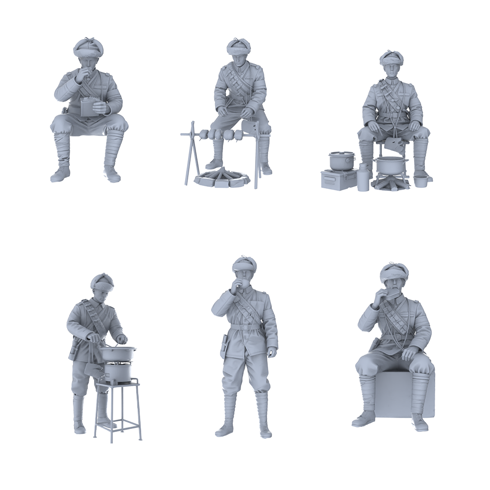 MRY-SFW LYGR444 Historical Chinese Northeastern Army Six-Person Field Cooking 3D Printed Resin Model Kit by SSMODEL