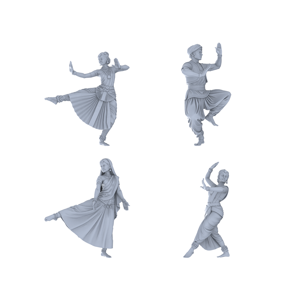 Yao's Studio LYTR293 Indian Dance Quartet Resin Miniature Model 4-Figure Set, Unpainted Ethnic Performance Figures, DIY Painting Scene Decoration Miniatures Diorama Resin Figures 3D Printed Resin Model Kit by SSMODEL