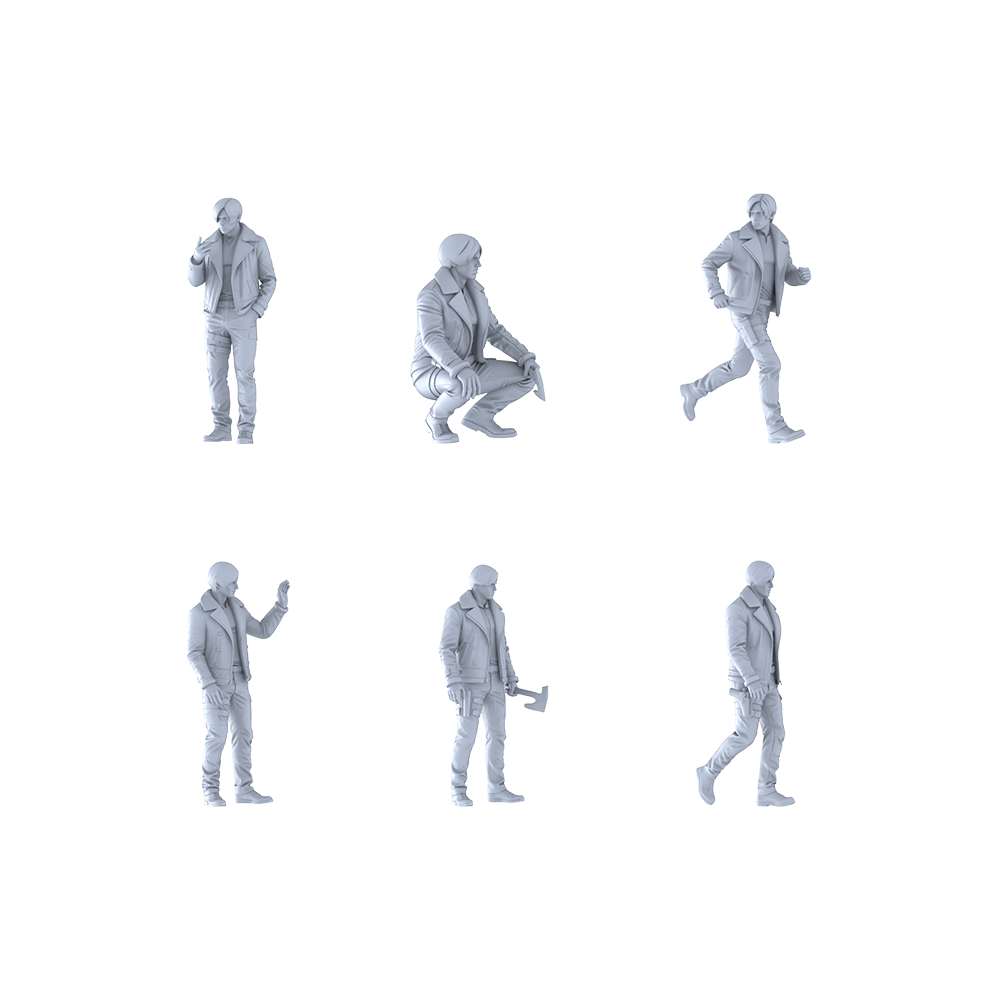 MRY-SFW LYGR407 Modern Youth vs. Zombies Six-Person Daily Routine 3D Printed Resin Model Kit by SSMODEL