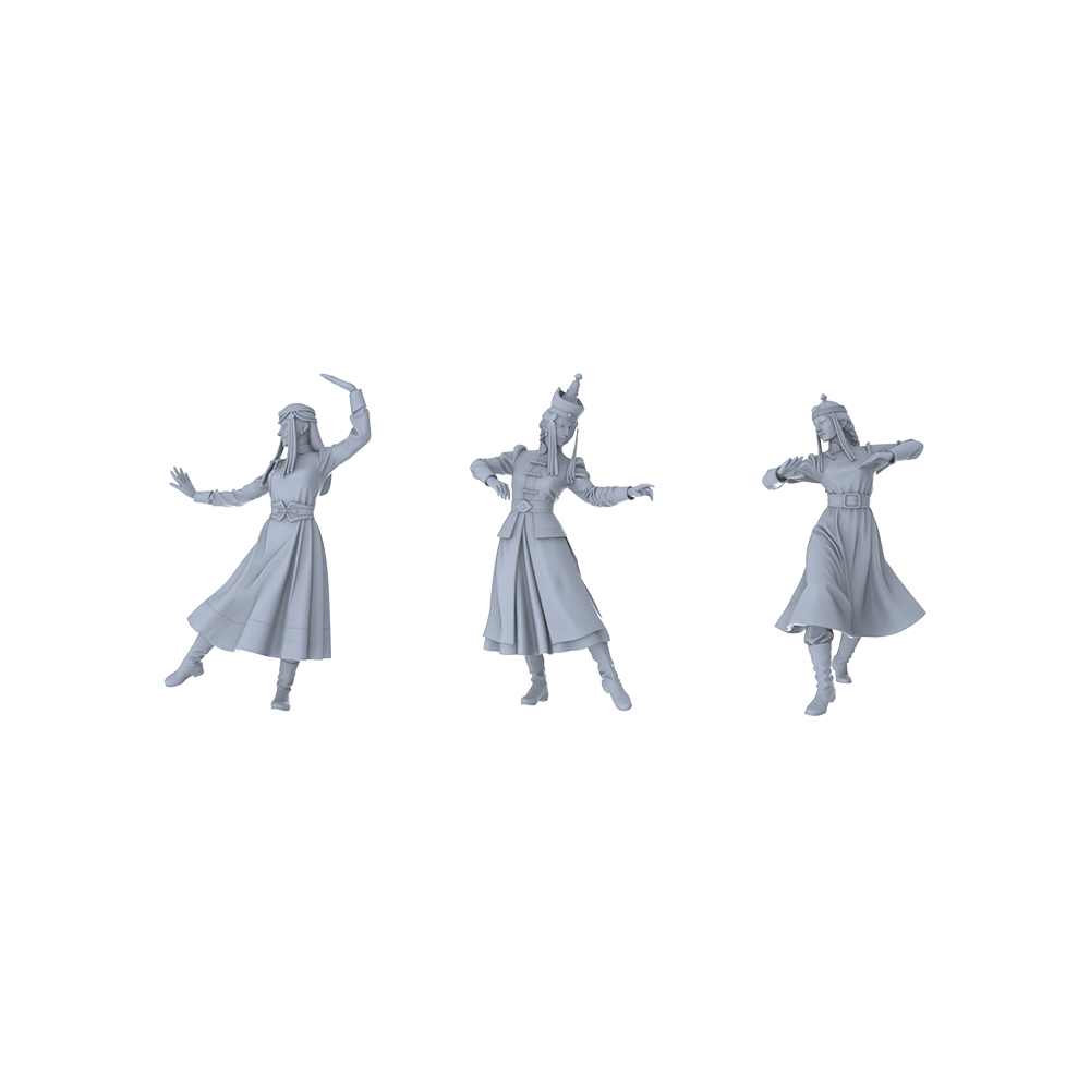 Yao's Studio LYTR297  Mongolian Dance Trio Resin Miniature Model 3-Figure Set, Unpainted Ethnic Performance Figures, DIY Painting Scene Decoration Miniatures Diorama Resin Figures 3D Printed Resin Model Kit by SSMODEL