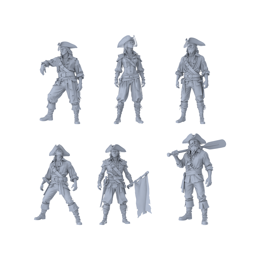 MRY-SFW LYTR539 Age of Exploration Caribbean Pirates Six with Distinct Roles Miniature Car Diorama Figures Scene Props Accessories Resin 3D Printed Resin Model Kit by SSMODEL