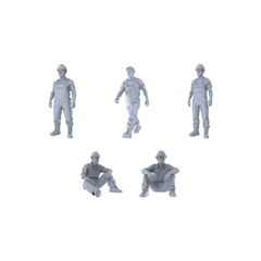 Detail view of Yao's Studio LYTR305 Unpainted Worker Miniatures 5-Pack | For Diorama, Hobby Painting & Scene Props Miniatures Diorama Resin Figures Model
