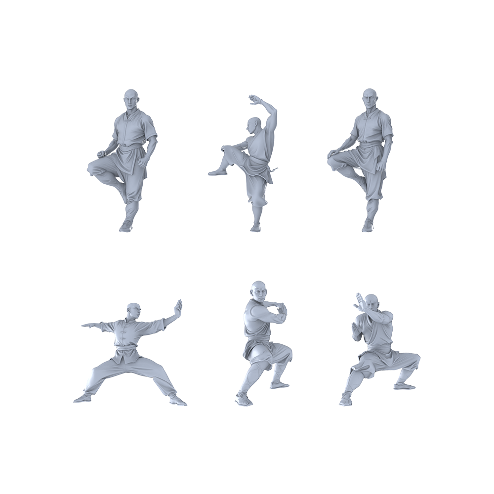 MRY-SFW LYGR238 Six Ancient Shaolin Warrior Monks Eighteen Martial Arts 3 3D Printed Resin Model Kit by SSMODEL